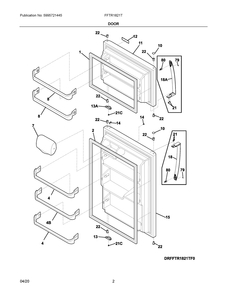 Door Diagram and Parts List for FFTR1821TD8  Frigidaire Refrigerator