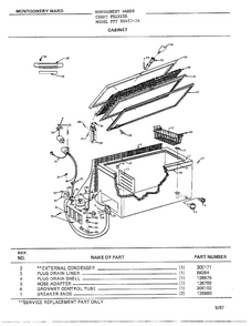 Cabinet Diagram and Parts List for 86457-7A  Frigidaire Freezer