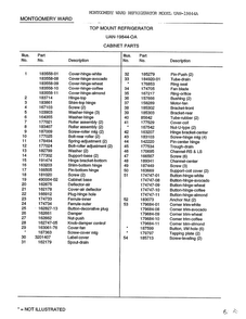 Cabinet Parts Page 2 Diagram and Parts List for 19844A  Frigidaire Refrigerator