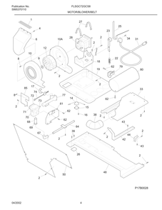 Motor/Blower/Belt Diagram and Parts List for FLSGC72GCS8  Frigidaire Dryer