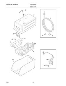 Ice Maker Diagram and Parts List for FFHI1835VS5  Frigidaire Refrigerator