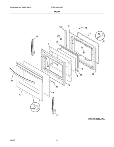 Door Diagram and Parts List for FCRE305CASG  Frigidaire Range