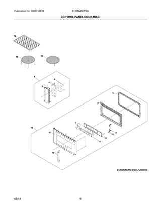 Control Panel,door,misc. Diagram and Parts List for EI30BM6CPSC  Frigidaire Microwave