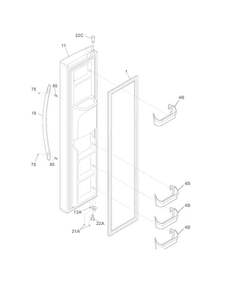 Freezer Door Diagram and Parts List for FGHC2355PF4  Frigidaire Refrigerator