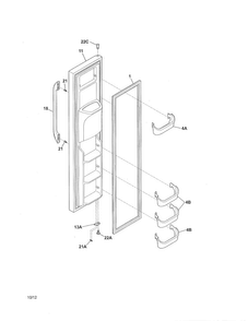 Freezer Door Diagram and Parts List for FFHS2611LB7  Frigidaire Refrigerator