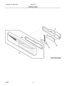 Control Panel Diagram and Parts List for FDPC4221AS1A  Frigidaire Dishwasher