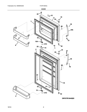 02 - DOOR Diagram and Parts List for FGTR1844QP0  Frigidaire Refrigerator