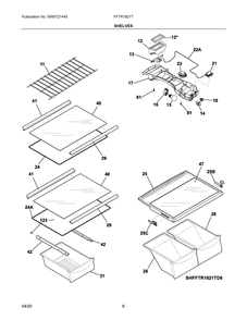 Shelves Diagram and Parts List for FFTR1821TD8  Frigidaire Refrigerator