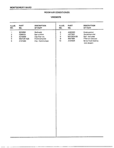 Room Air Conditioner Page 2 Diagram and Parts List for 5607B  Frigidaire Air Conditioner