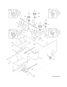 Burner Diagram and Parts List for FGGS3065PFC  Frigidaire Range