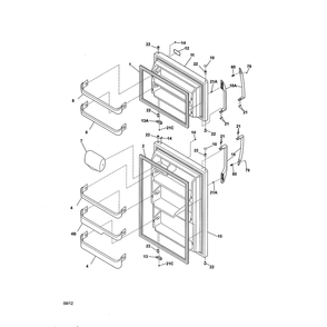 Door Diagram and Parts List for FFHI1817LW7  Frigidaire Refrigerator