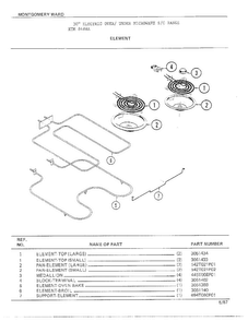 Element Diagram and Parts List for 8488A  Frigidaire Range