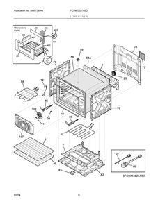 Lower Oven Diagram and Parts List for FCWM3027ASD  Frigidaire Microwave Oven Combo