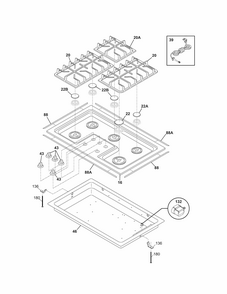 Maintop Diagram and Parts List for 79032242401  Kenmore Cooktop