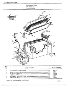 Chest Freezer Diagram and Parts List for 88157-7A  Frigidaire Freezer