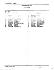Upright Freezer Page 2 Diagram and Parts List for 45059B  Frigidaire Freezer