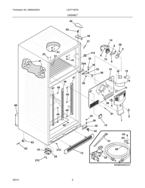 05 - CABINET Diagram and Parts List for LGHT1837NF4  Frigidaire Refrigerator