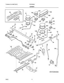 Burner Diagram and Parts List for FCFG3062AWB  Electrolux Range