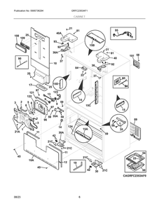 Cabinet Diagram and Parts List for GRFC2353AF1  Frigidaire Refrigerator