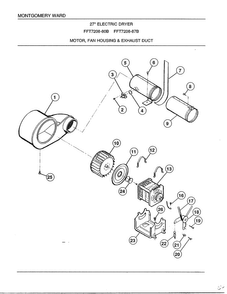 Motor/fan Housing And Exhaust Duct Diagram and Parts List for 7208B  Frigidaire Dryer