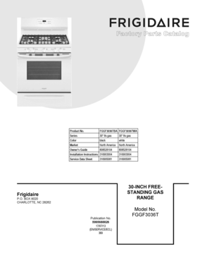 01 - COVER SHEET Diagram and Parts List for FGGF3036TWA  Frigidaire Range