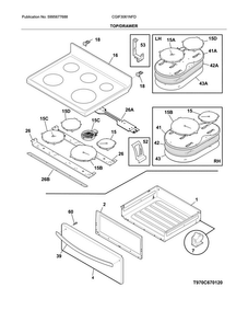 Top/drawer Diagram and Parts List for CGIF3061NFD  Frigidaire Range