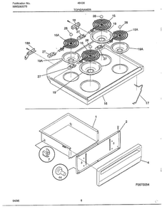 Top/drawer Diagram and Parts List for 484367A  Frigidaire Range
