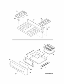 Top/drawer Diagram and Parts List for 79073233310  Kenmore Range