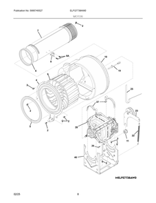 Motor Diagram and Parts List for ELFG7738AW0  Frigidaire Dryer