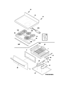 Top/drawer Diagram and Parts List for CPEF3081MFF  Frigidaire Range
