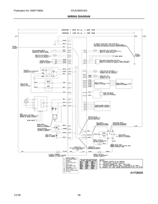 Wiring Diagram Diagram and Parts List for CFLE3900UW3  Frigidaire Dryer