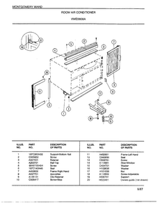 Room Air Conditioner Page 5 Diagram and Parts List for 5908A  Frigidaire Air Conditioner