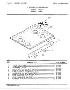 Top And Related Parts Diagram and Parts List for 32-0127  Frigidaire Range