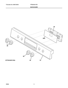 Backguard Diagram and Parts List for FFGH3051VSD  Frigidaire Range