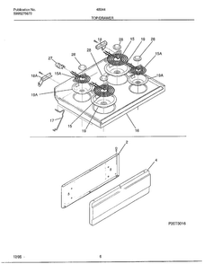 Top/drawer Diagram and Parts List for 480440D  Frigidaire Range