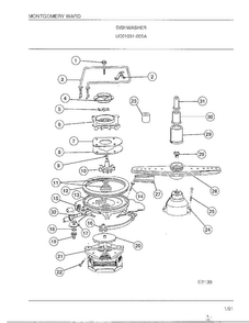 Dishwasher Page 7 Diagram and Parts List for 1031-005A  Frigidaire Dishwasher