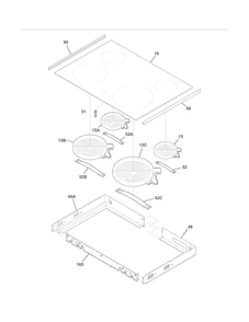 Main Top Diagram and Parts List for FFED3025LSD  Frigidaire Range