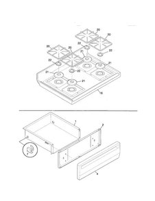 Top/drawer Diagram and Parts List for FGFB64CJSC  Frigidaire Range