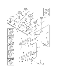 Burner Diagram and Parts List for FPGF3685LSB  Frigidaire Range