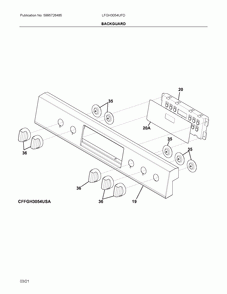 Backguard Diagram and Parts List for LFGH3054UFD  Frigidaire Range