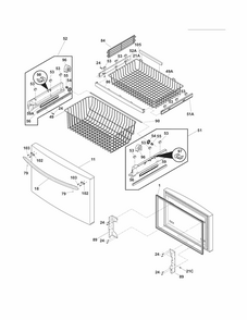 Freezer Drawer/baskets Diagram and Parts List for FGUB2642LE5  Frigidaire Refrigerator