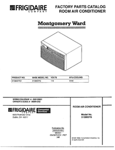 Room Air Conditioner Diagram and Parts List for 5138007G1  Frigidaire Air Conditioner