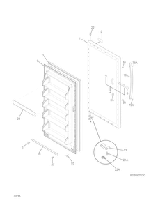 Door Diagram and Parts List for FFFU14M1QWA  Frigidaire Freezer