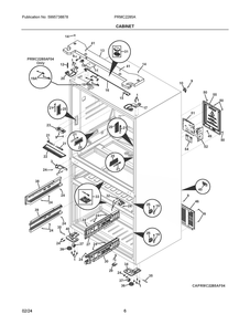 Cabinet Diagram and Parts List for PRMC2285AF05  Frigidaire Refrigerator