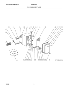 Recommended Spares Diagram and Parts List for FRYB4623AS  Frigidaire Air Conditioner