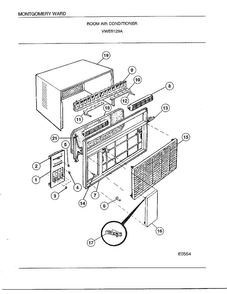Room Air Conditioner Diagram and Parts List for 5129A  Frigidaire Air Conditioner