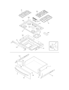 Top/drawer Diagram and Parts List for FGGS3065PFA  Frigidaire Range