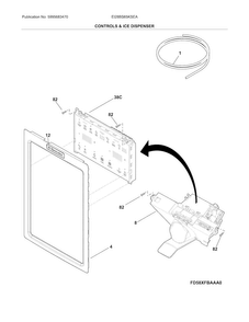 Controls & Ice Dispenser Diagram and Parts List for EI28BS65KSEA  Electrolux Refrigerator
