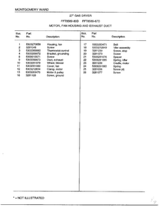 Motor/fan Housing And Exhaust Duct Page 2 Diagram and Parts List for 8589-80D  Frigidaire Dryer