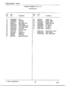 Upright Freezer 19 Cu. Ft. Page 4 Diagram and Parts List for 49152-0A  Frigidaire Freezer